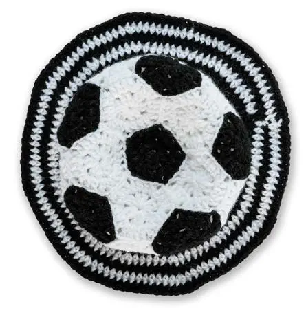 Crochet soccer ball hat crown