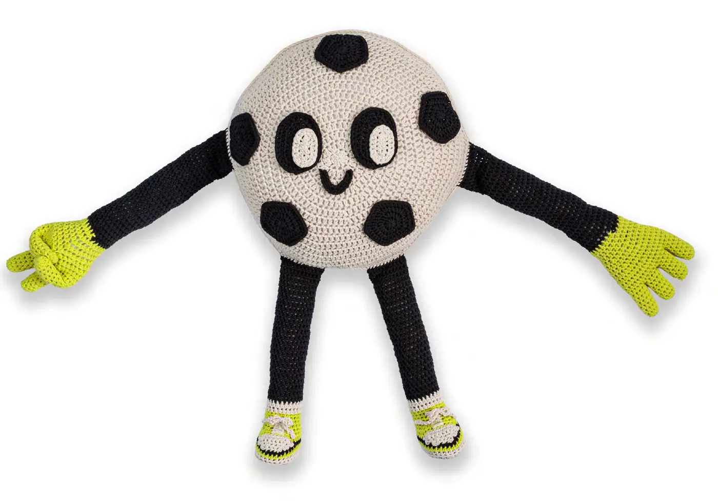 Finished Crochet Soccer Ball Pillow