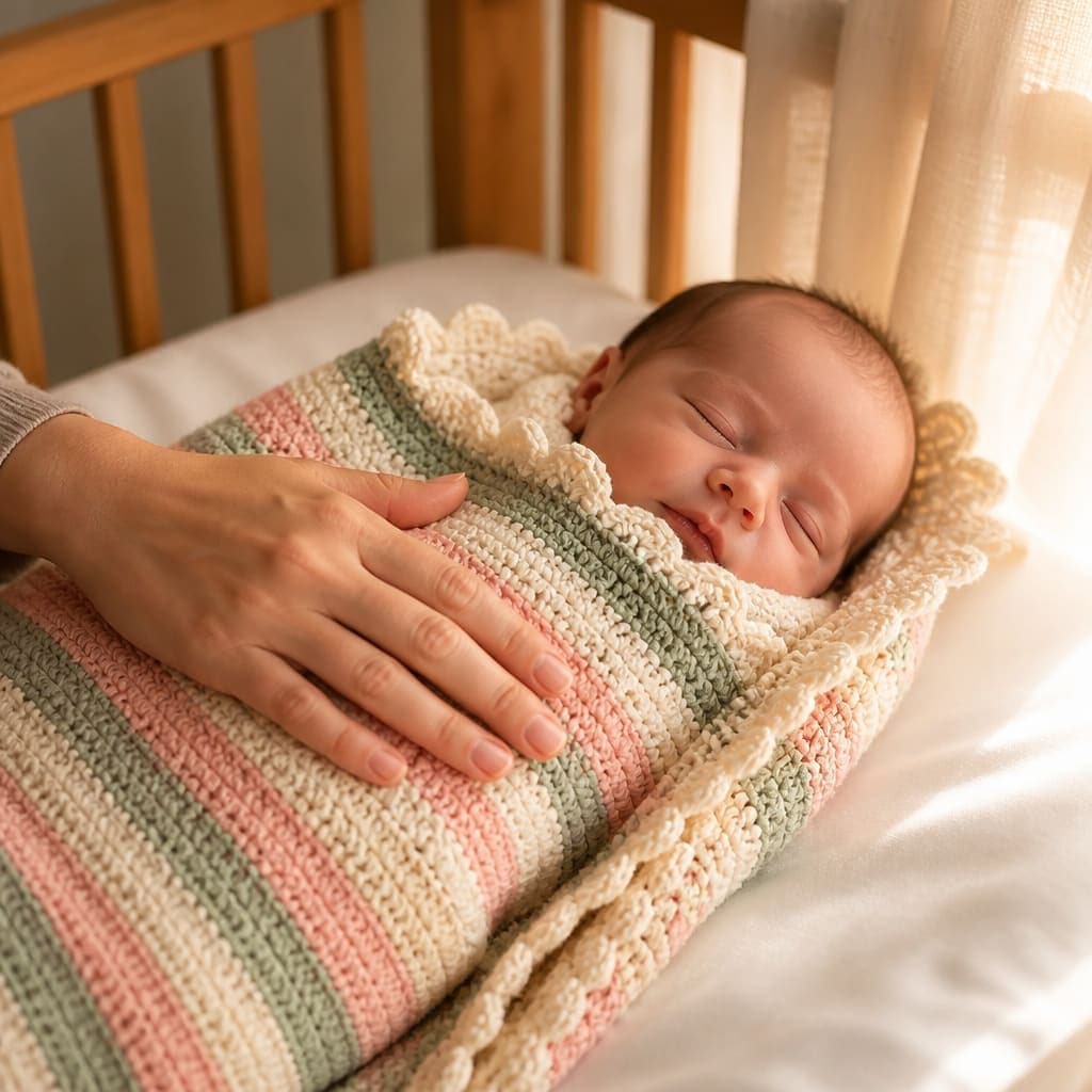 Free Striped Baby Blanket Crochet Pattern