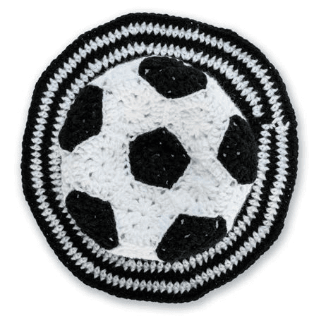 Crochet soccer ball hat crown