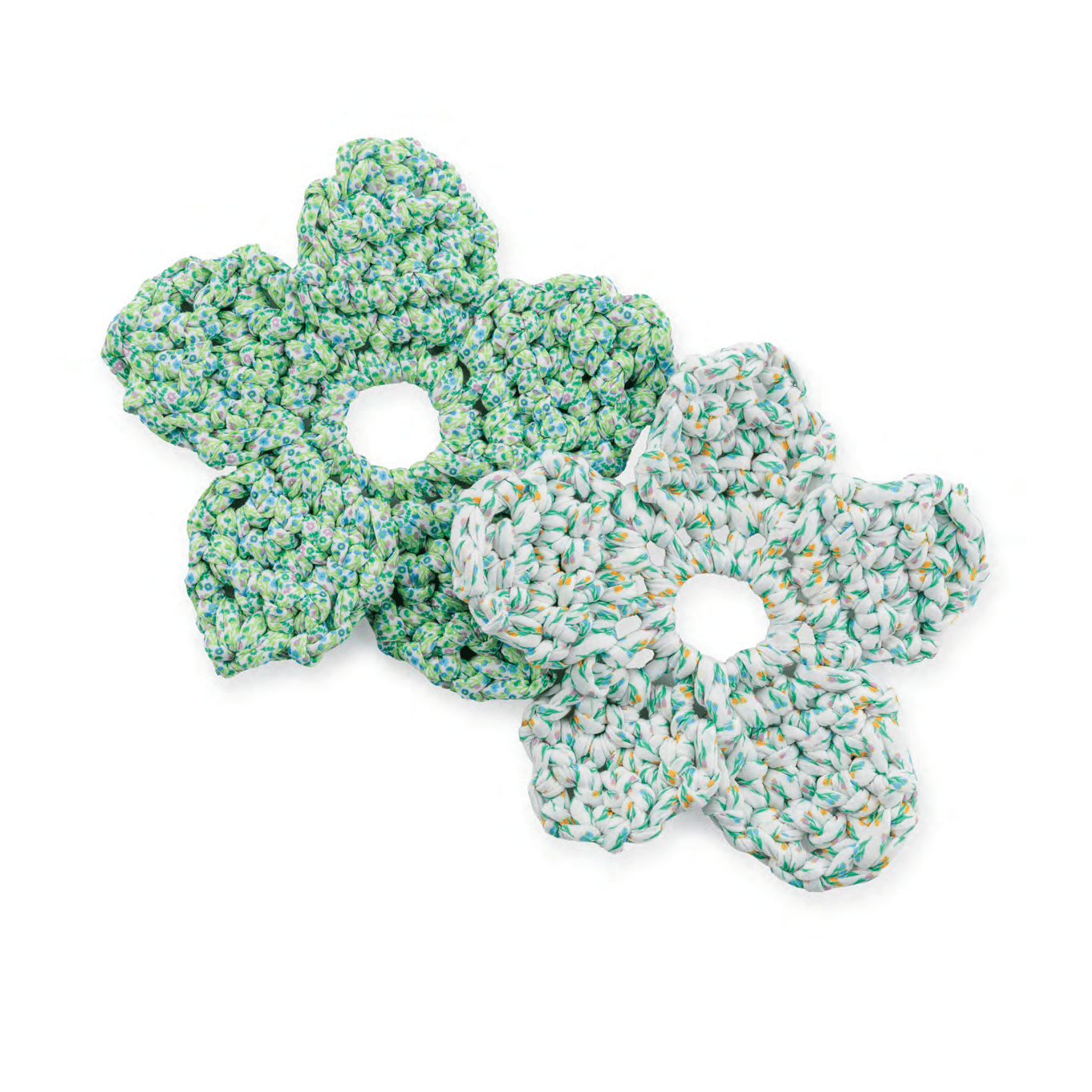 Close-up of the crochet flower detail