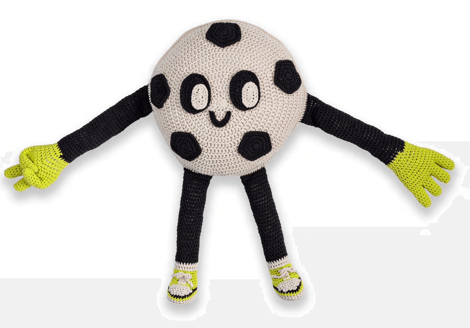 Finished Crochet Soccer Ball Pillow