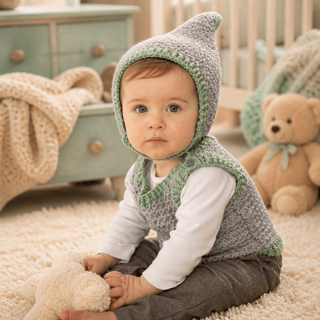 Free Crochet Elfin Hat and Vest Set Pattern