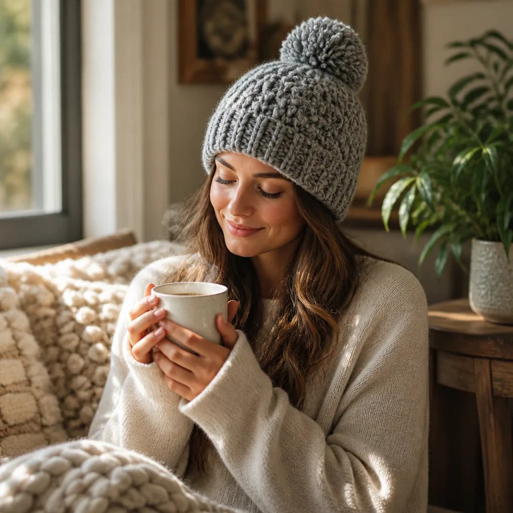 Free Pom On Top Crochet Beanie Pattern