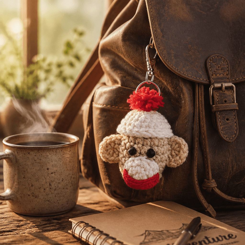 Free Crochet Sock Monkey Key Fob Pattern