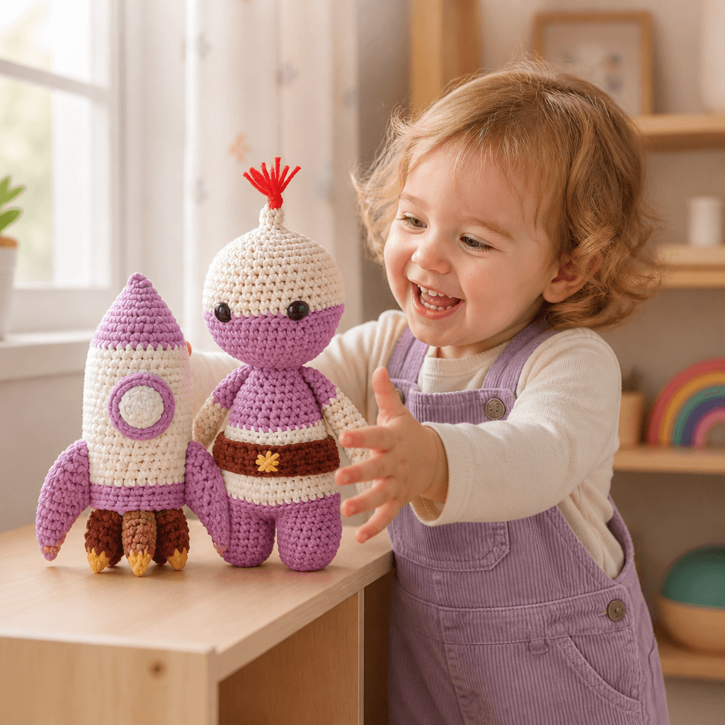 Free Crochet Rocketship and Alien Pattern