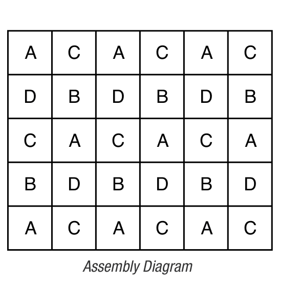 Schematic layout of crochet squares