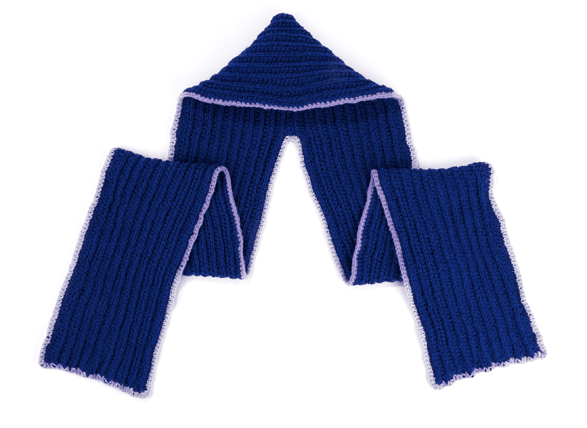 Finished hooded scarf with edging