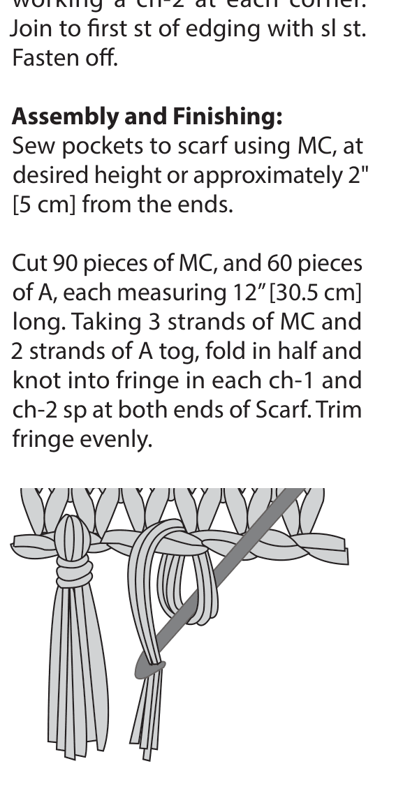 Schematic layout of the crochet scarf